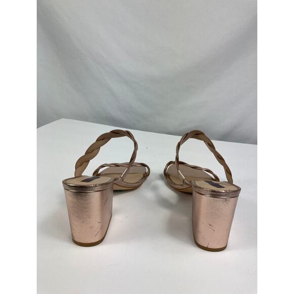 Stuart Weitzman Twistie Braided Block Heel Sandal in Rose gold Size 6 - Picture 5 of 7